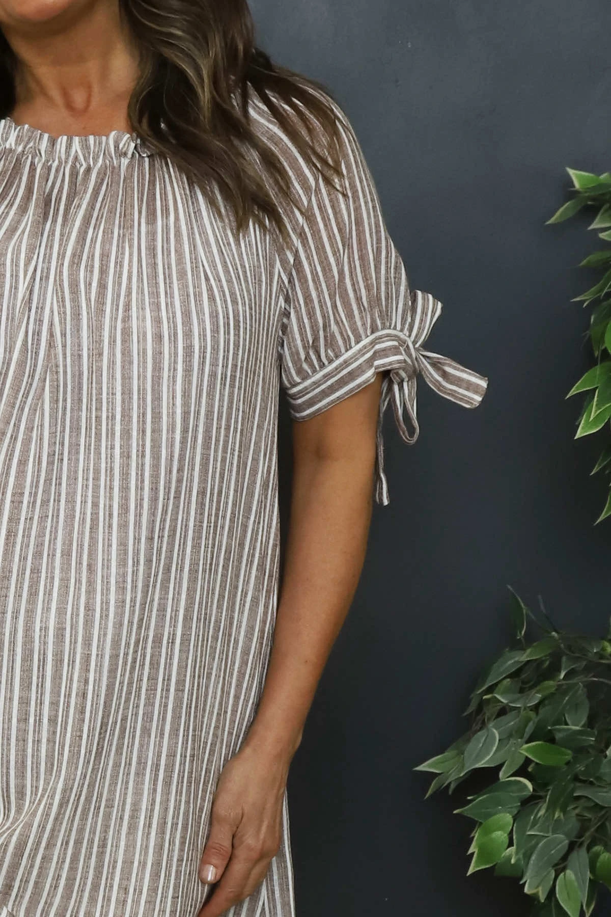 Palmina Stripe Cotton Dress Mocha 5 Palmina Stripe Cotton Dress Mocha - Image 3