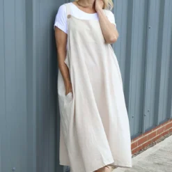 Adina Linen Pinafore Dress Stone 7 Adina Linen Pinafore Dress Stone -Kitandkaboodal Store IMG 4498 9418292c 4d55 403e af39 d36ae9c50acf
