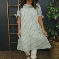 Palmina Stripe Cotton Dress Khaki