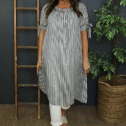 Palmina Stripe Cotton Dress Black