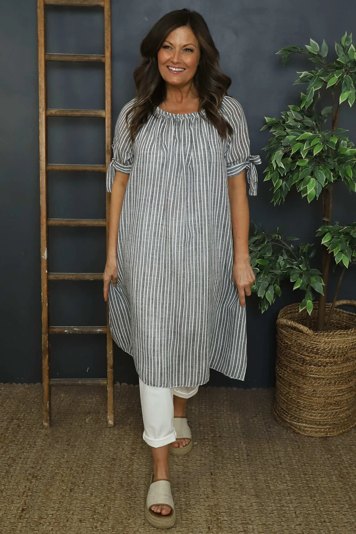 Palmina Stripe Cotton Dress Black 3 Palmina Stripe Cotton Dress Black