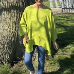 Daisy Linen Top Olive