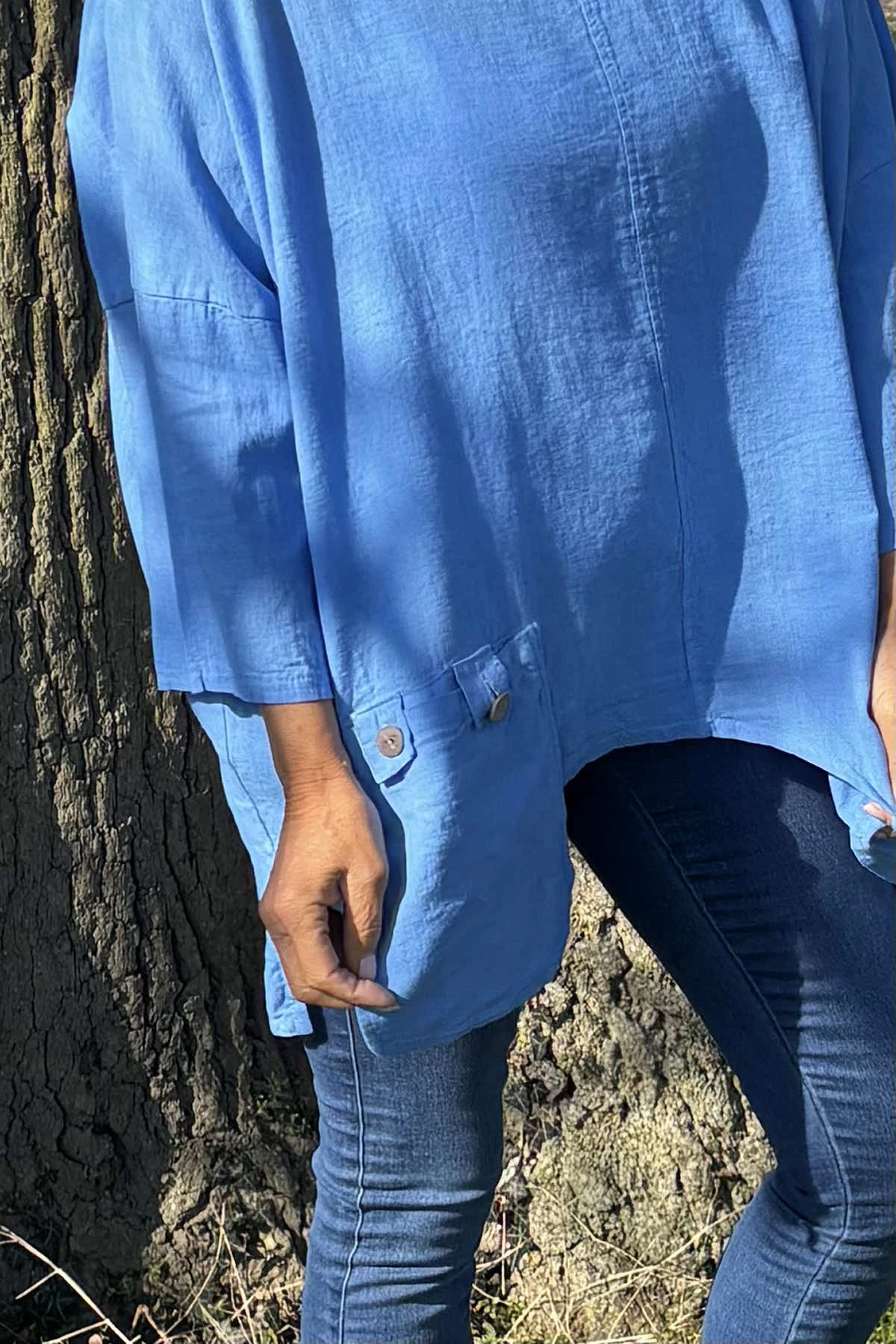 Daisy Linen Top Powder Blue 5 Daisy Linen Top Powder Blue - Image 3