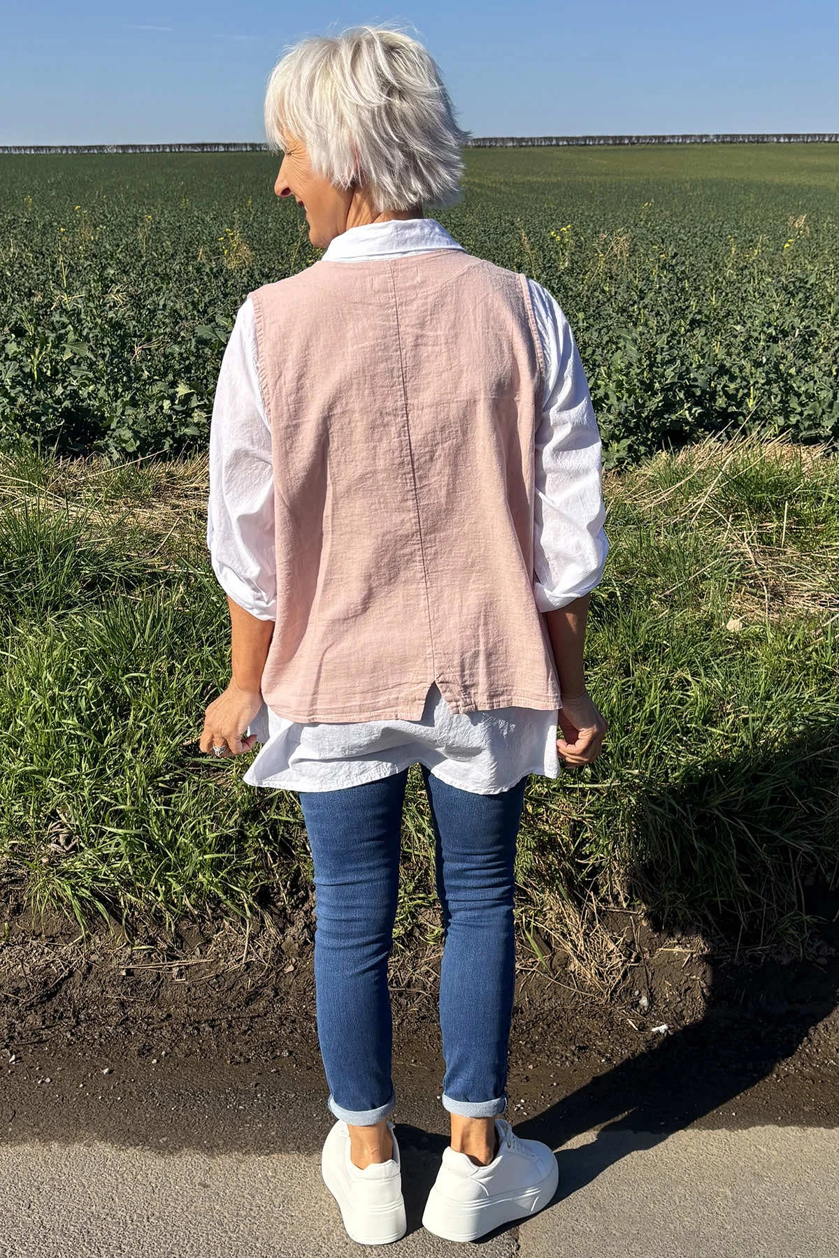 Maryam Linen Waistcoat Pink 6 Maryam Linen Waistcoat Pink - Image 4