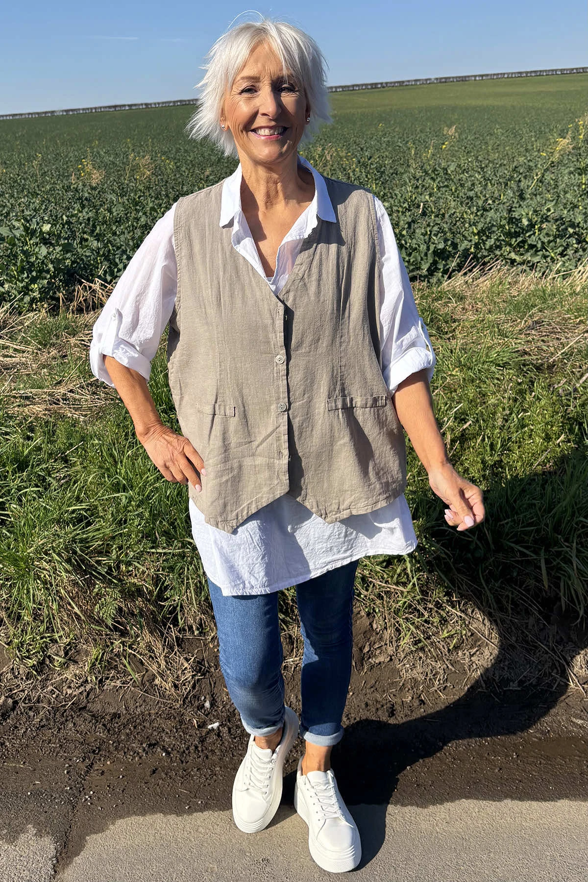 Maryam Linen Waistcoat Mocha 5 Maryam Linen Waistcoat Mocha - Image 3