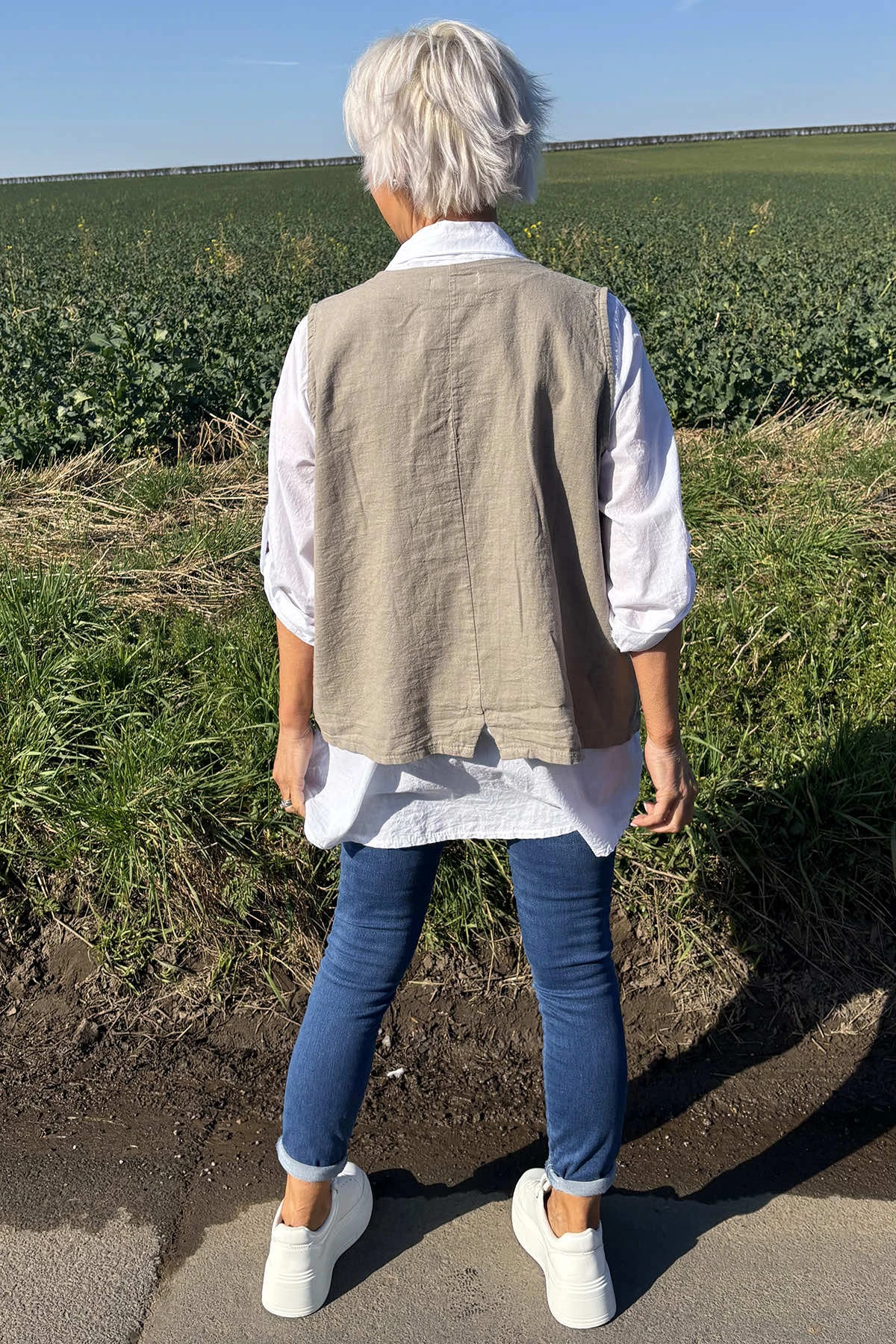 Maryam Linen Waistcoat Mocha 6 Maryam Linen Waistcoat Mocha - Image 4