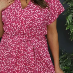 Aria Ditsy Dress Magenta -Kitandkaboodal Store IMG 4674 27362395 34d1 41c3 9d19 7ffebc8e43e1