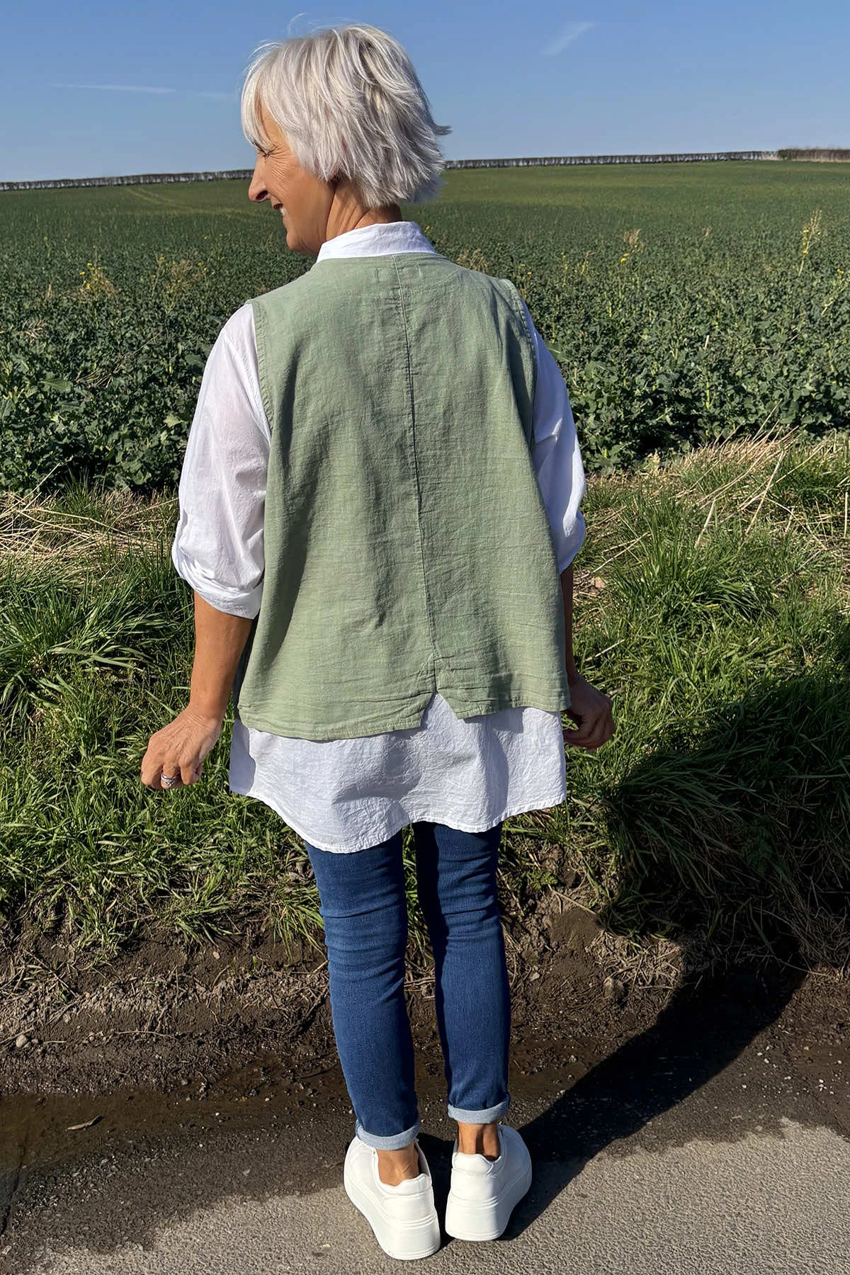 Maryam Linen Waistcoat Khaki 6 Maryam Linen Waistcoat Khaki - Image 4