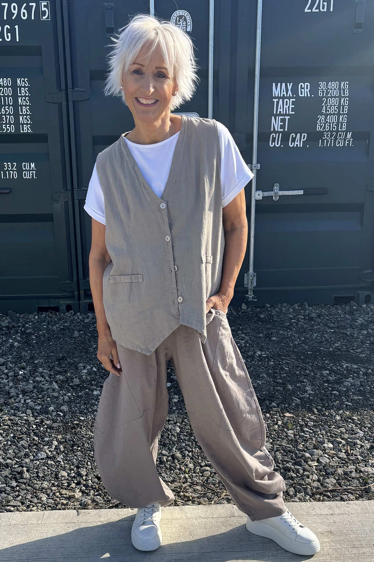 Maryam Linen Waistcoat Mocha 4 Maryam Linen Waistcoat Mocha - Image 2