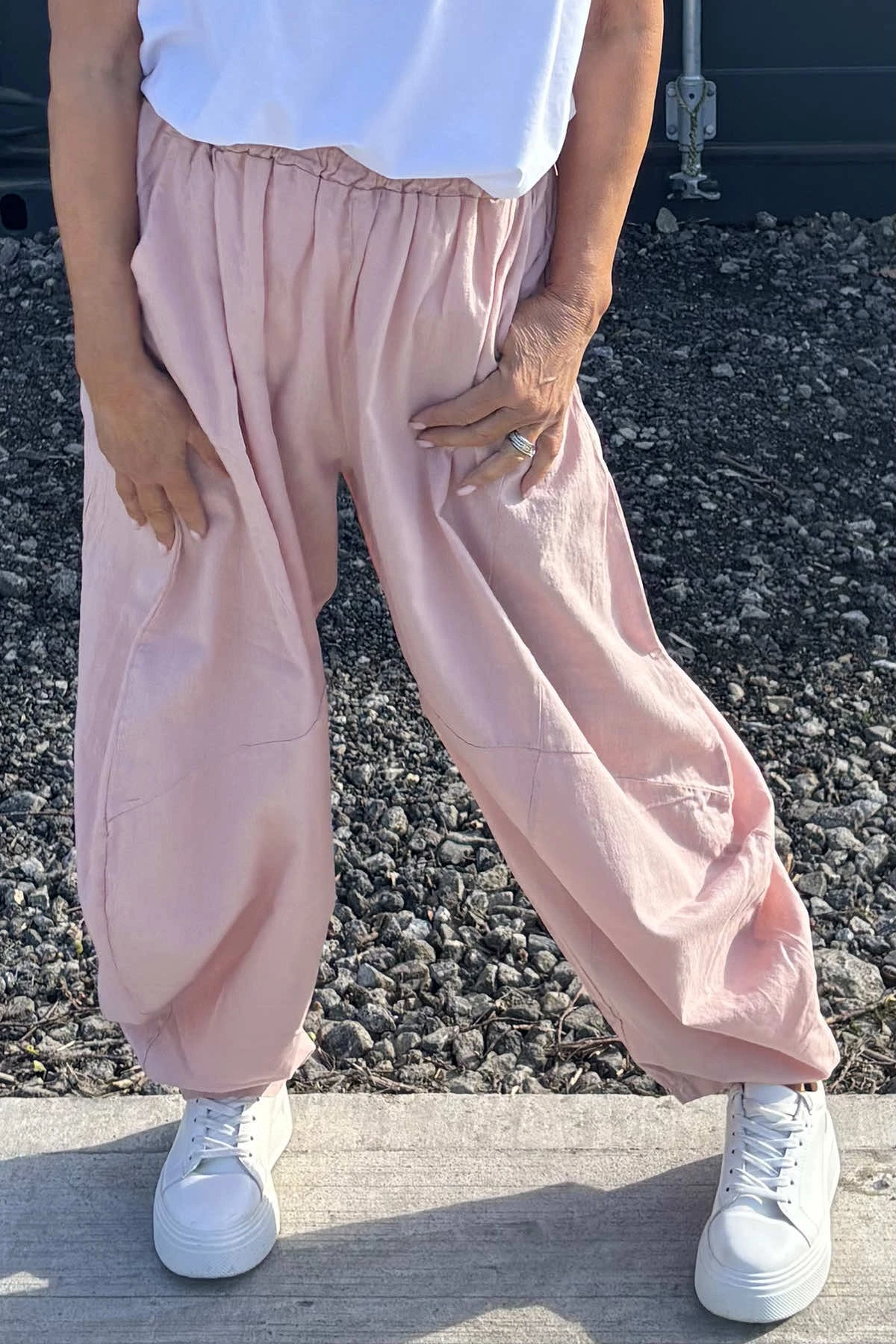 Journee Linen Trousers Pink 5 Journee Linen Trousers Pink - Image 3