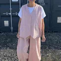 Journee Linen Trousers Pink