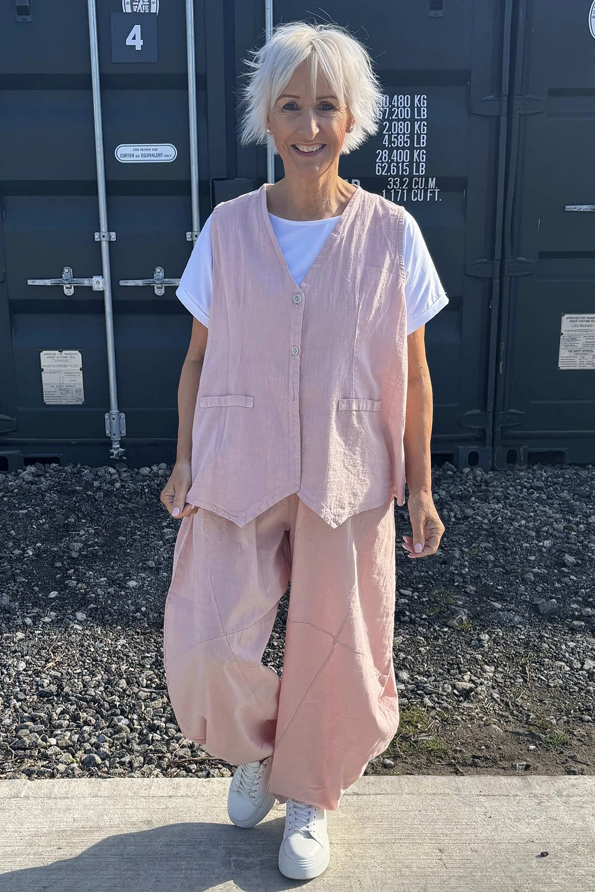 Journee Linen Trousers Pink 3 Journee Linen Trousers Pink