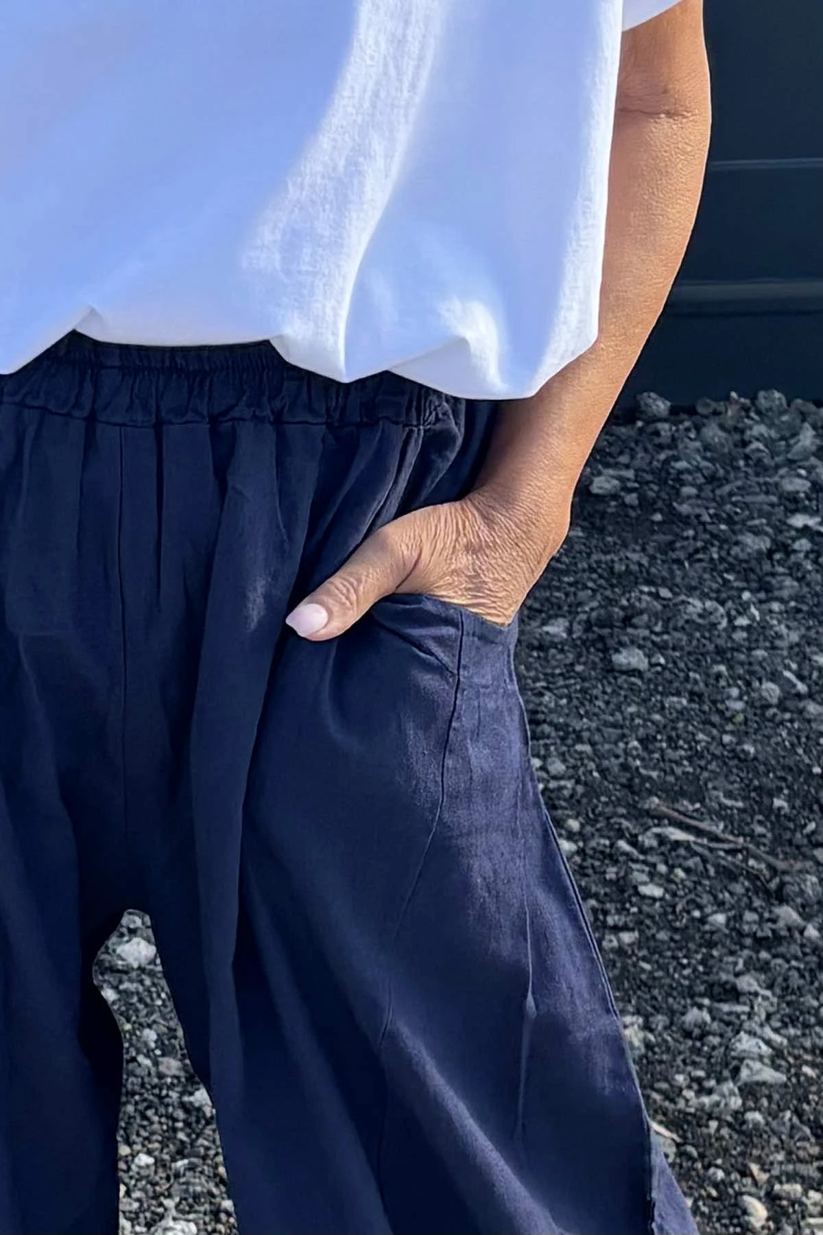 Journee Linen Trousers Navy 5 Journee Linen Trousers Navy - Image 3