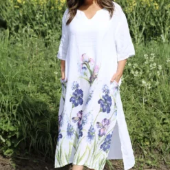 Lyla Floral Linen Dress White
