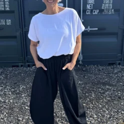 Journee Linen Trousers Black