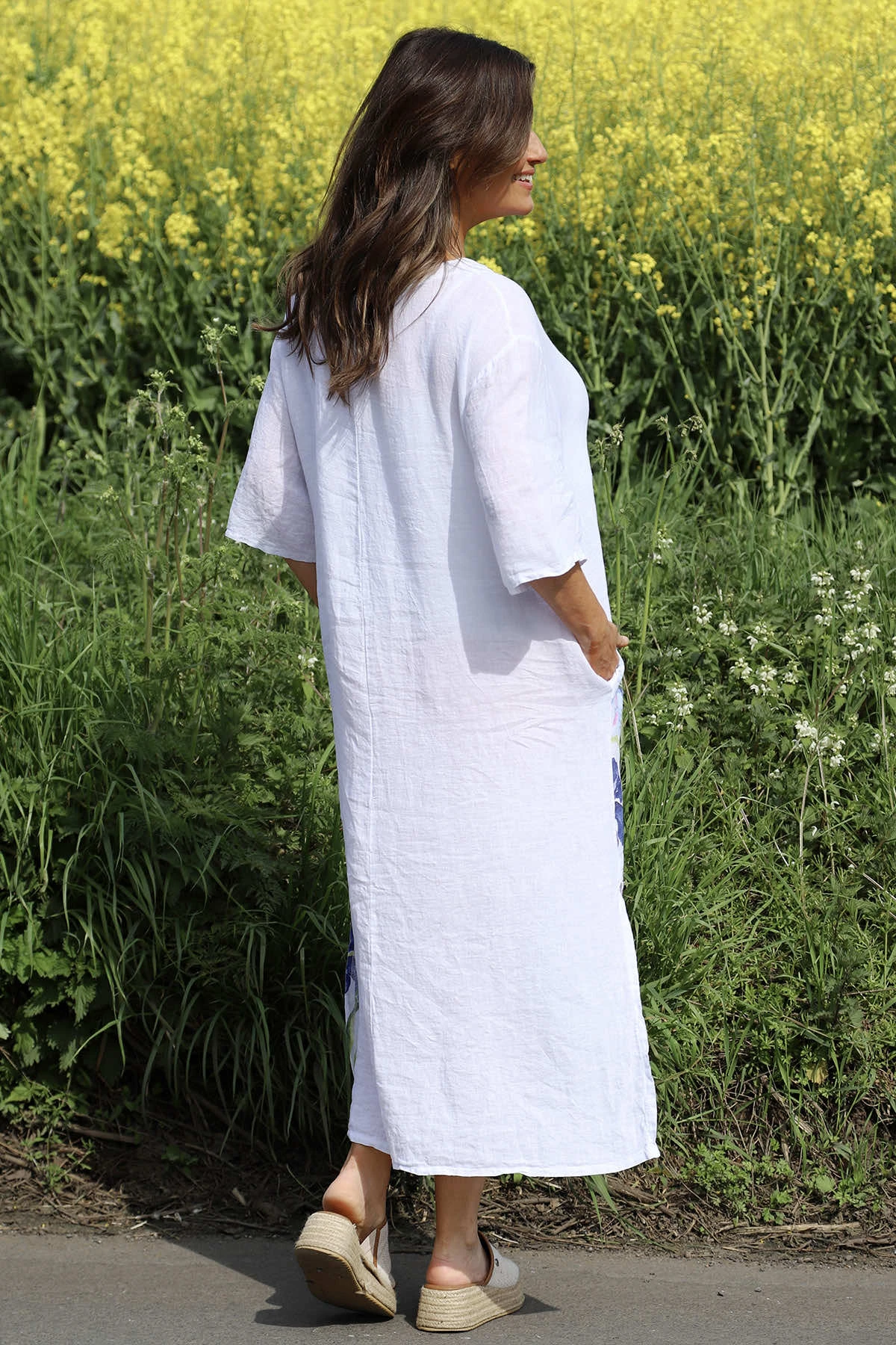 Lyla Floral Linen Dress White 6 Lyla Floral Linen Dress White - Image 4