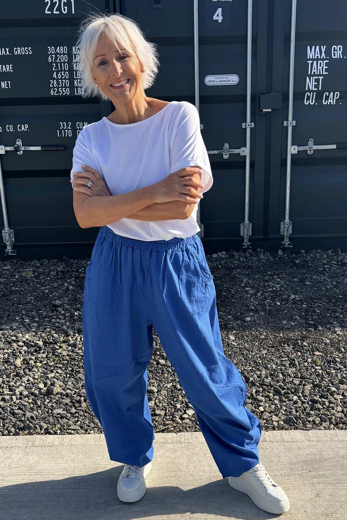 Journee Linen Trousers Cobalt 3 Journee Linen Trousers Cobalt