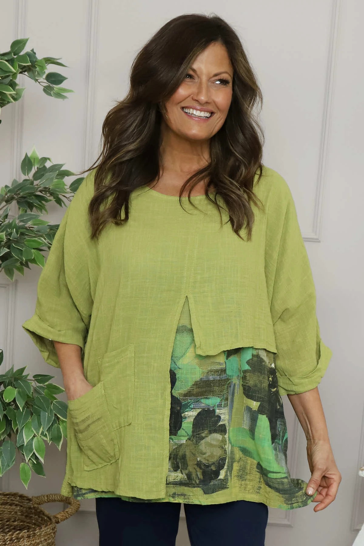 Alberta Layered Linen Top Olive 3 Alberta Layered Linen Top Olive