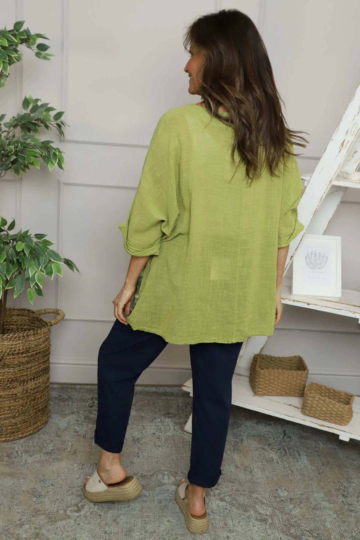 Alberta Layered Linen Top Olive 6 Alberta Layered Linen Top Olive - Image 4