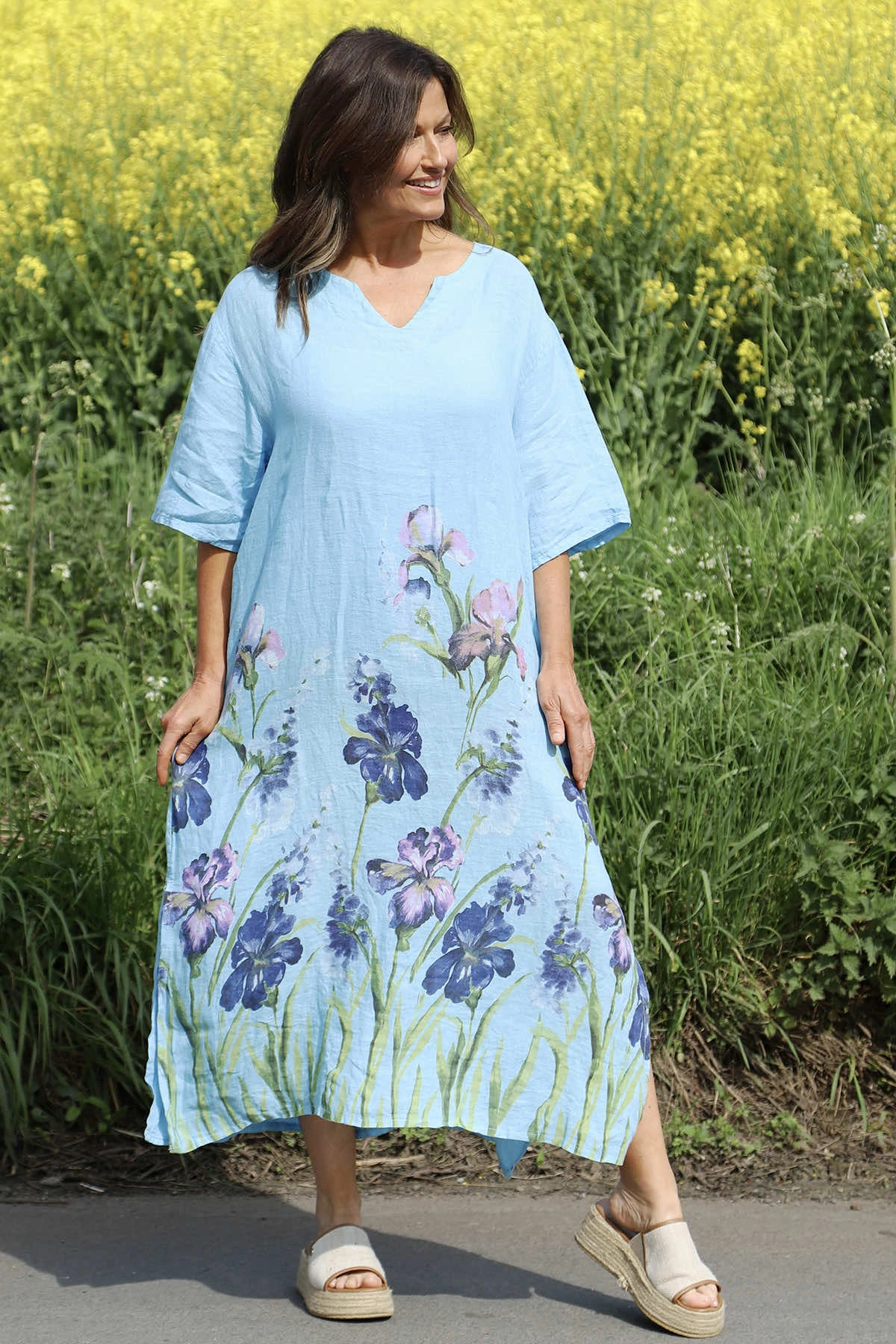 Lyla Floral Linen Dress Light Blue 4 Lyla Floral Linen Dress Light Blue - Image 2