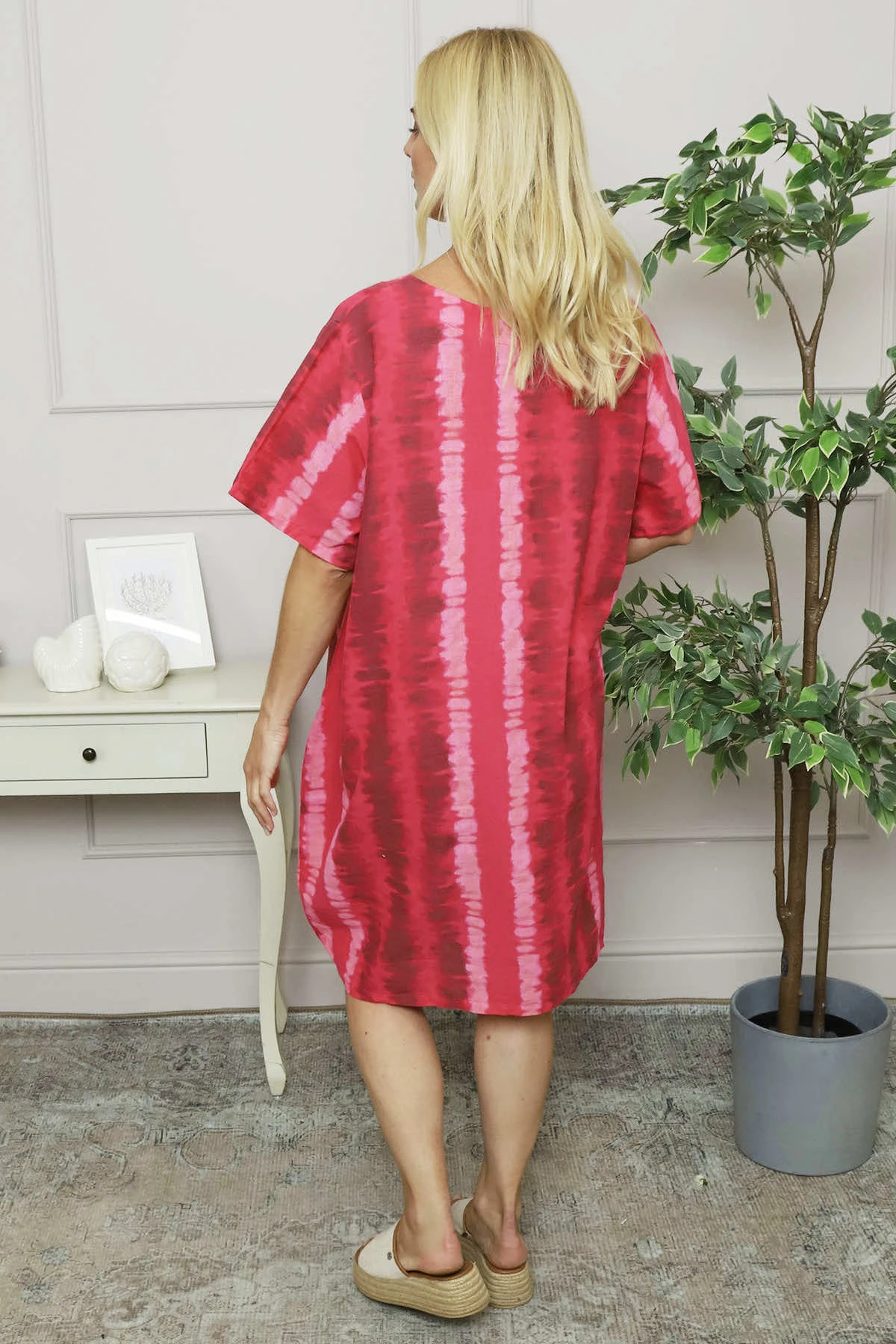 Milana Pattern Linen Dress Fuchsia 6 Milana Pattern Linen Dress Fuchsia - Image 4