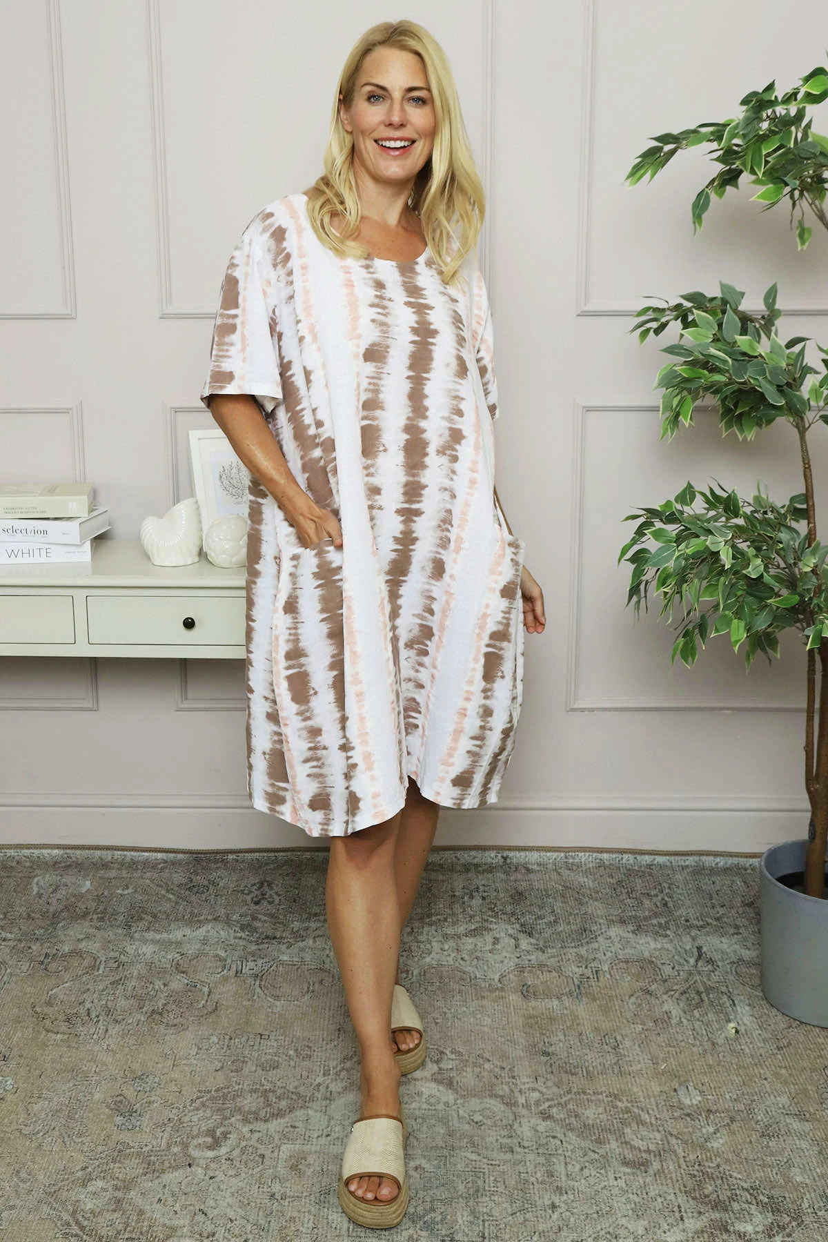 Milana Pattern Linen Dress White 4 Milana Pattern Linen Dress White - Image 2