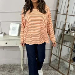 Frances Stripe Sweat Top Orange
