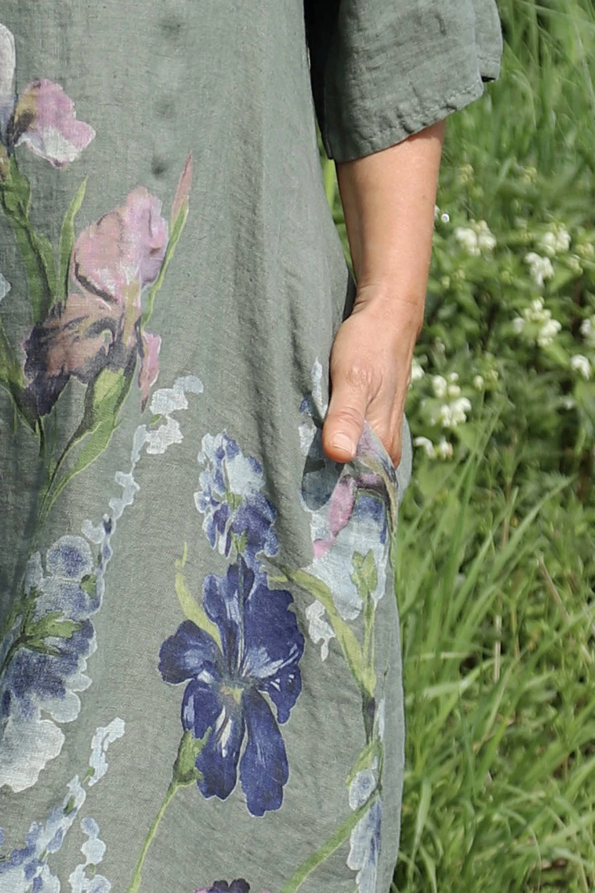 Lyla Floral Linen Dress Khaki 5 Lyla Floral Linen Dress Khaki - Image 3