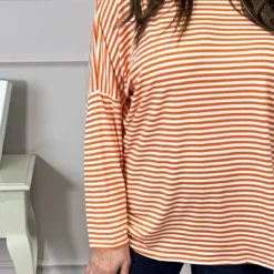 Frances Stripe Sweat Top Orange 8 Frances Stripe Sweat Top Orange -Kitandkaboodal Store IMG 4911 35042ffa e0ac 40bb ac75 ff3e5ec2f632