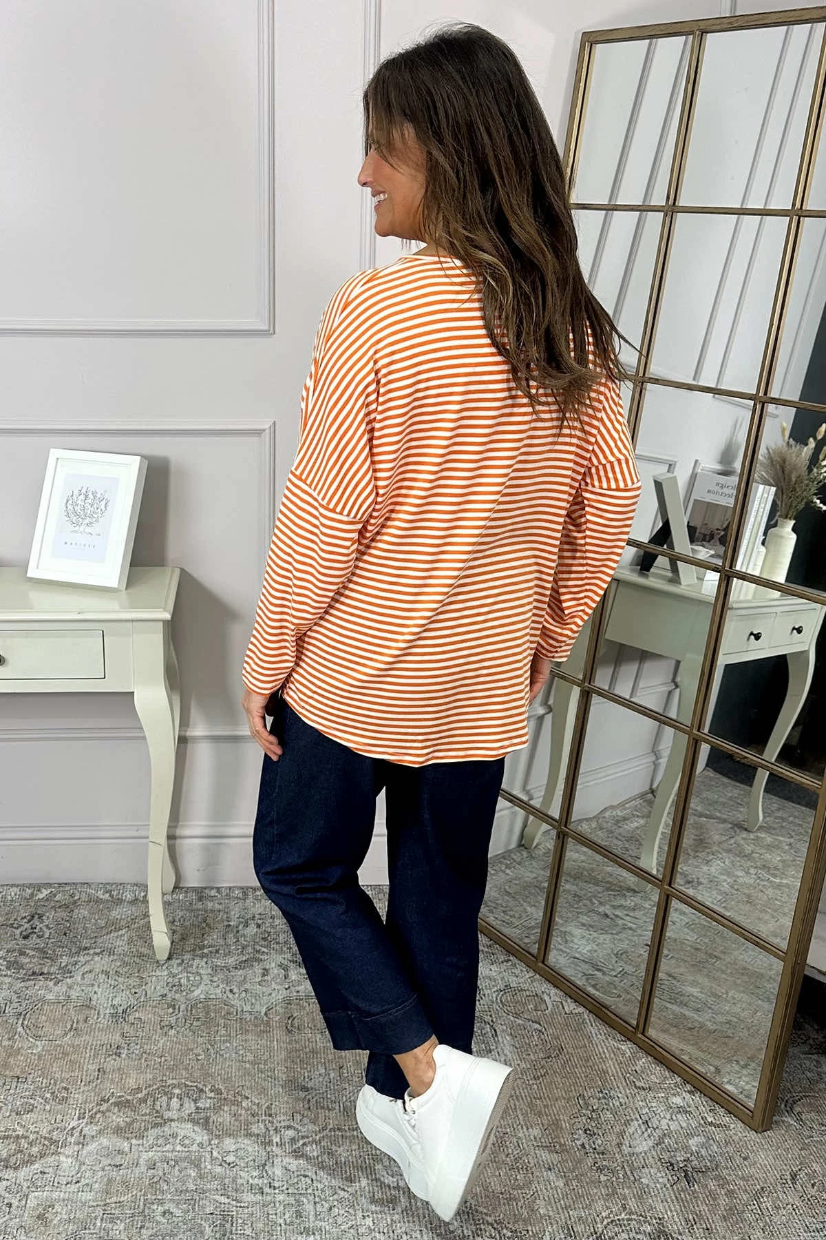 Frances Stripe Sweat Top Orange 6 Frances Stripe Sweat Top Orange - Image 4