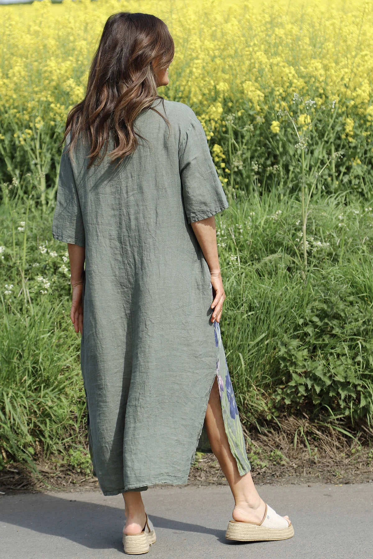 Lyla Floral Linen Dress Khaki 6 Lyla Floral Linen Dress Khaki - Image 4