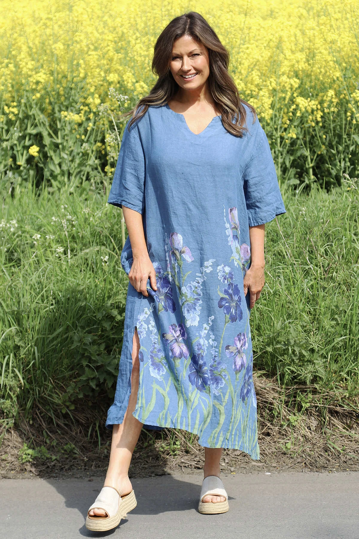 Lyla Floral Linen Dress Blue 4 Lyla Floral Linen Dress Blue - Image 2