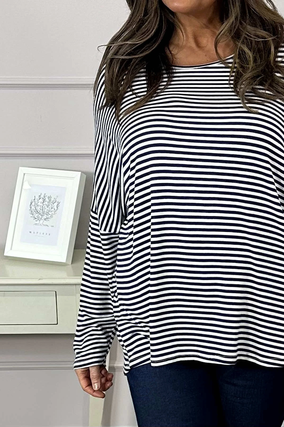 Frances Stripe Sweat Top Navy 5 Frances Stripe Sweat Top Navy - Image 3