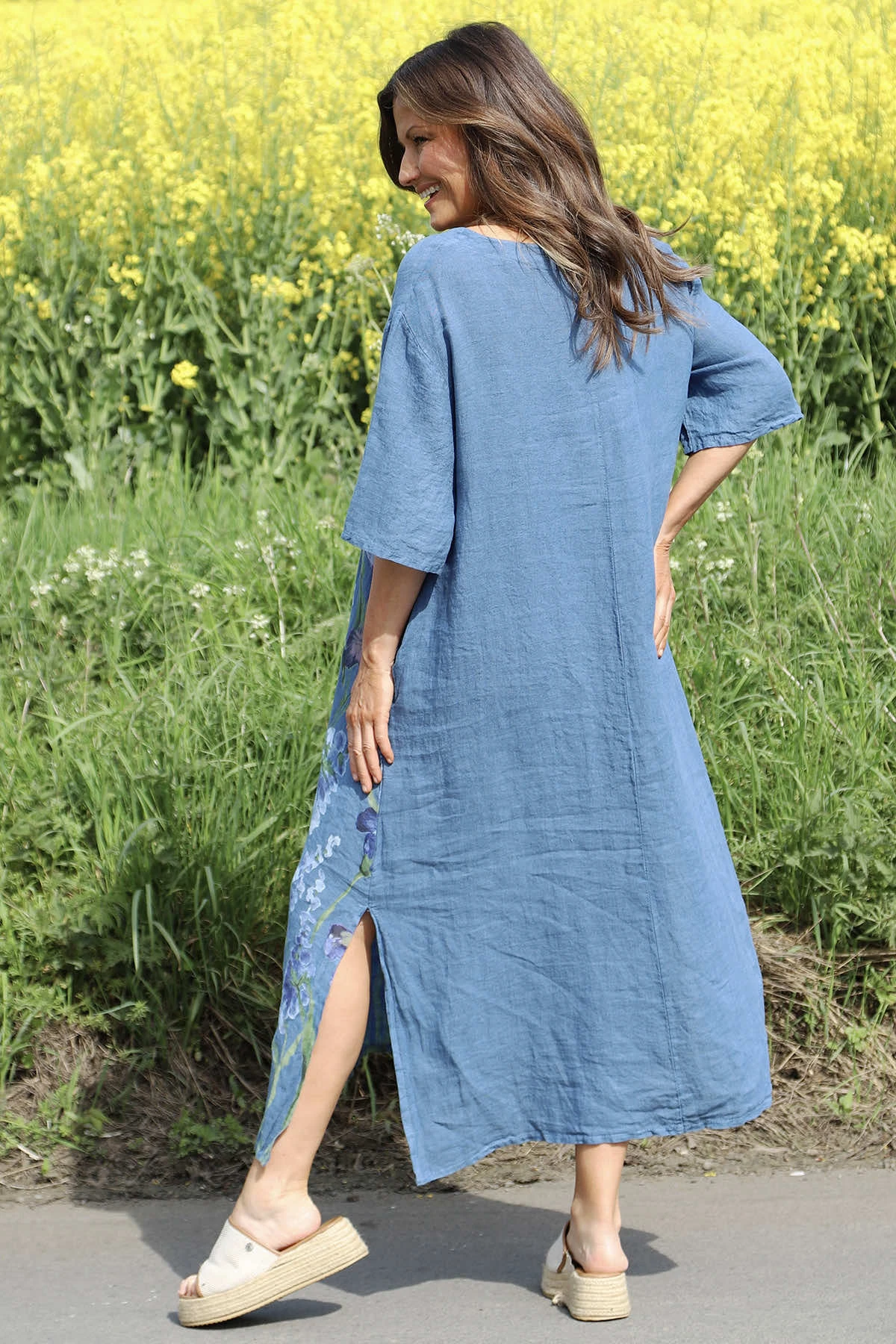 Lyla Floral Linen Dress Blue 6 Lyla Floral Linen Dress Blue - Image 4