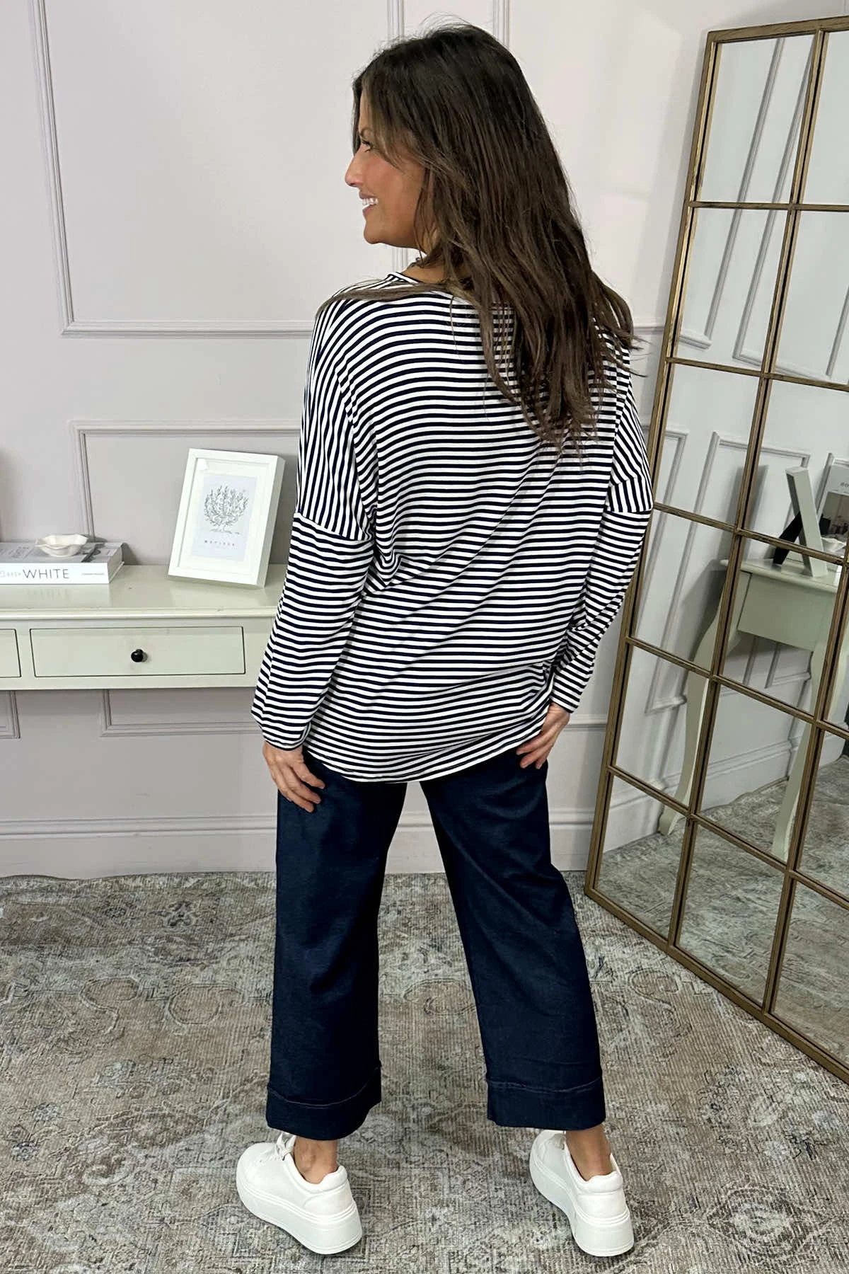 Frances Stripe Sweat Top Navy 6 Frances Stripe Sweat Top Navy - Image 4