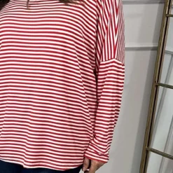 Frances Stripe Sweat Top Red 8 Frances Stripe Sweat Top Red -Kitandkaboodal Store IMG 4979 a9a9e00d 4841 47cb a1a5 145418957ec7