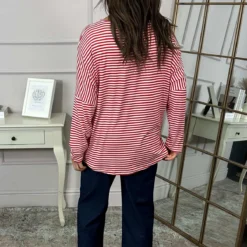 Frances Stripe Sweat Top Red 9 Frances Stripe Sweat Top Red -Kitandkaboodal Store IMG 4986 bd901292 147a 4648 a5c9 4b2ee1a015e7