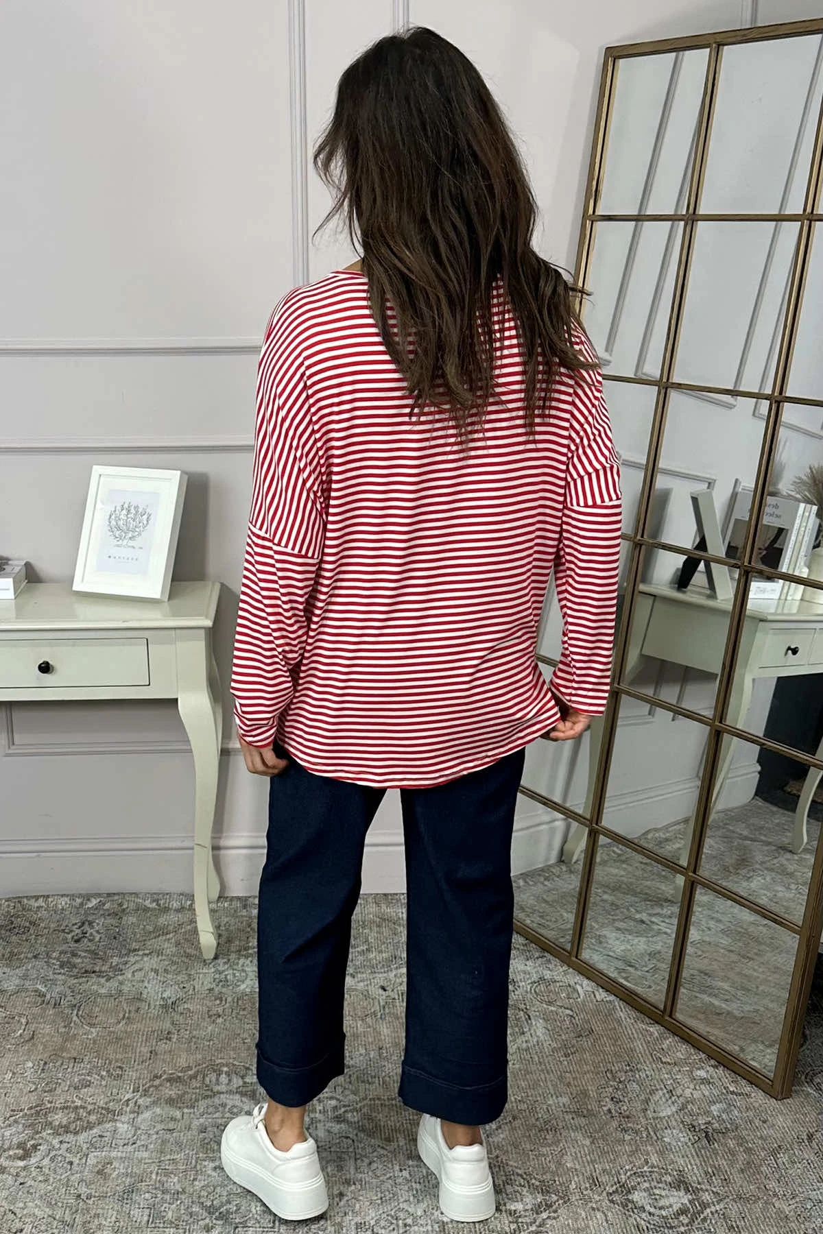 Frances Stripe Sweat Top Red 6 Frances Stripe Sweat Top Red - Image 4