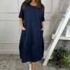 Penelope Pocket Linen Dress Navy -Kitandkaboodal Store IMG 4987 b2d27579 9b77 49a6 9d73 db320c7f6ba0
