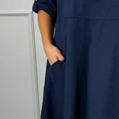 Penelope Pocket Linen Dress Navy -Kitandkaboodal Store IMG 4996 7a933a64 1151 4ec7 b1df dc468ad8b568
