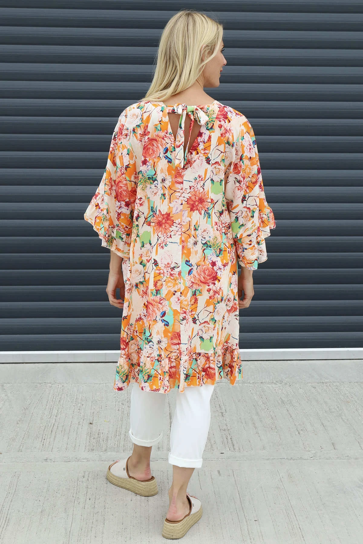 Tahlia Floral Linen Tunic Orange 6 Tahlia Floral Linen Tunic Orange - Image 4