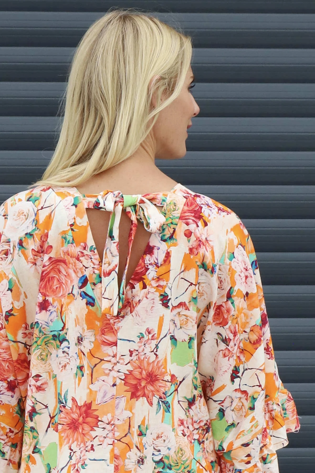 Tahlia Floral Linen Tunic Orange 4 Tahlia Floral Linen Tunic Orange - Image 2