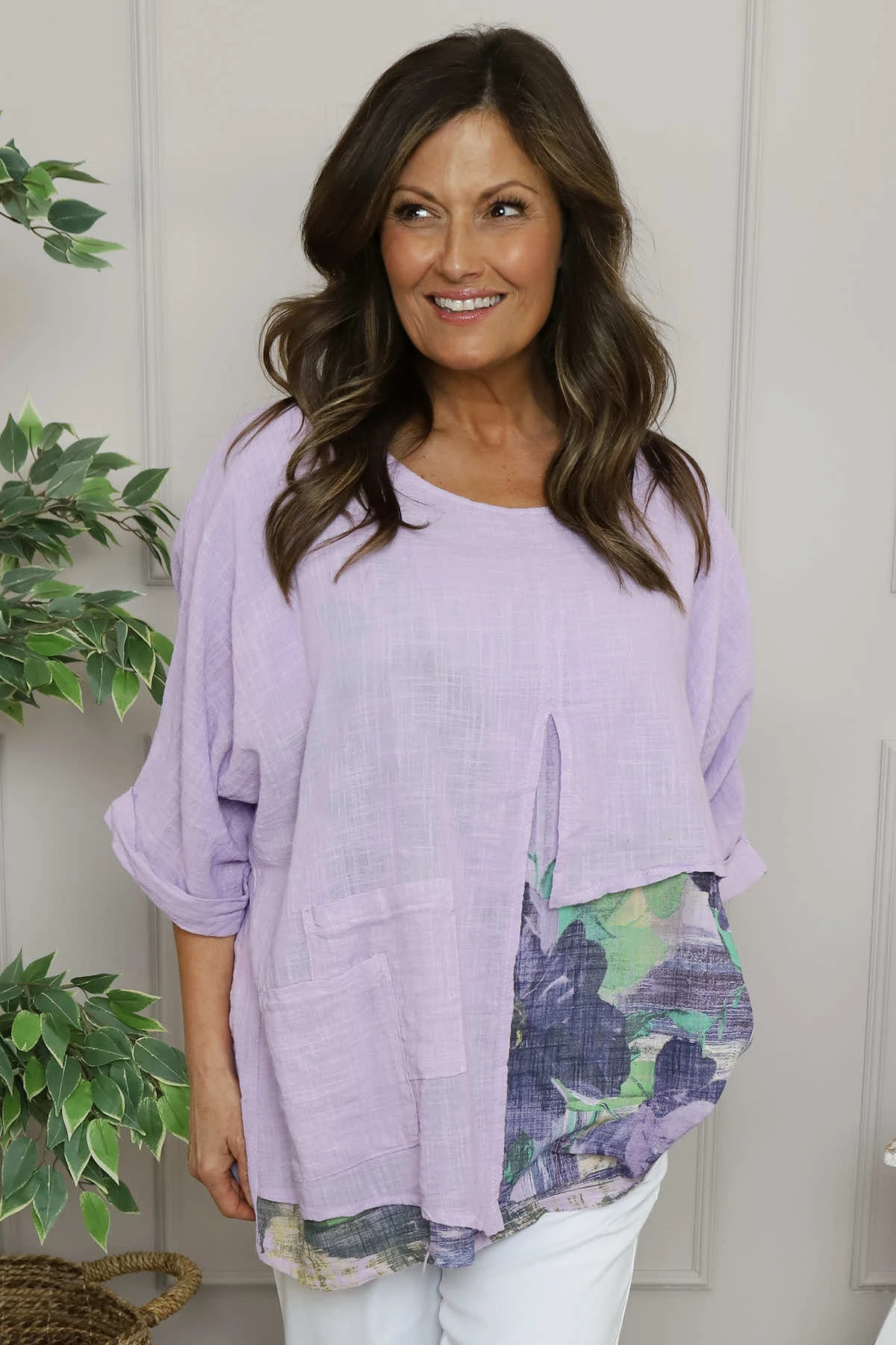 Alberta Layered Linen Top Lilac 4 Alberta Layered Linen Top Lilac - Image 2