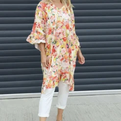 Tahlia Floral Linen Tunic Yellow -Kitandkaboodal Store IMG 5044 d9c7b966 f8b3 402d a227 60dbade3d903
