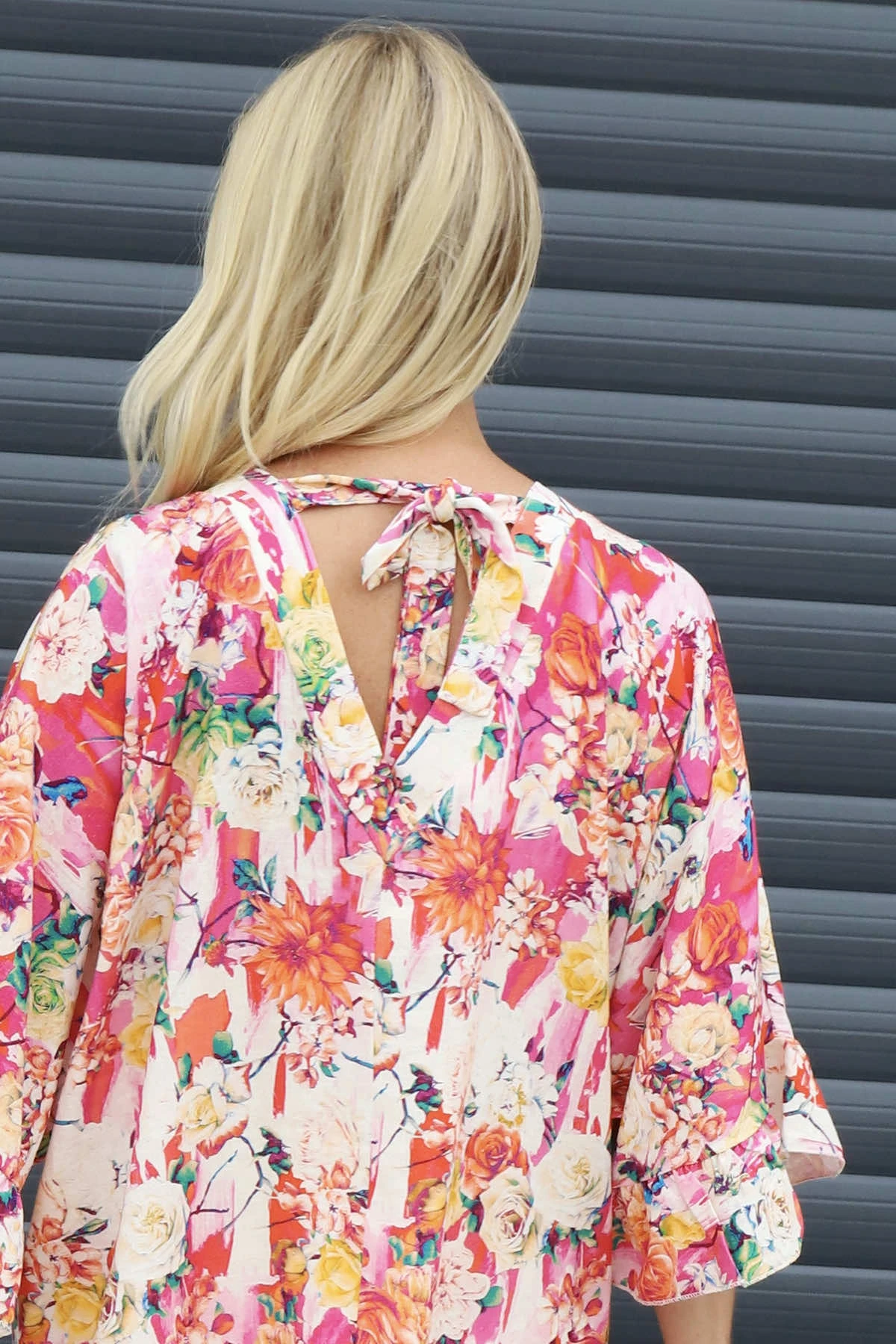 Tahlia Floral Linen Tunic Fuchsia 6 Tahlia Floral Linen Tunic Fuchsia - Image 4