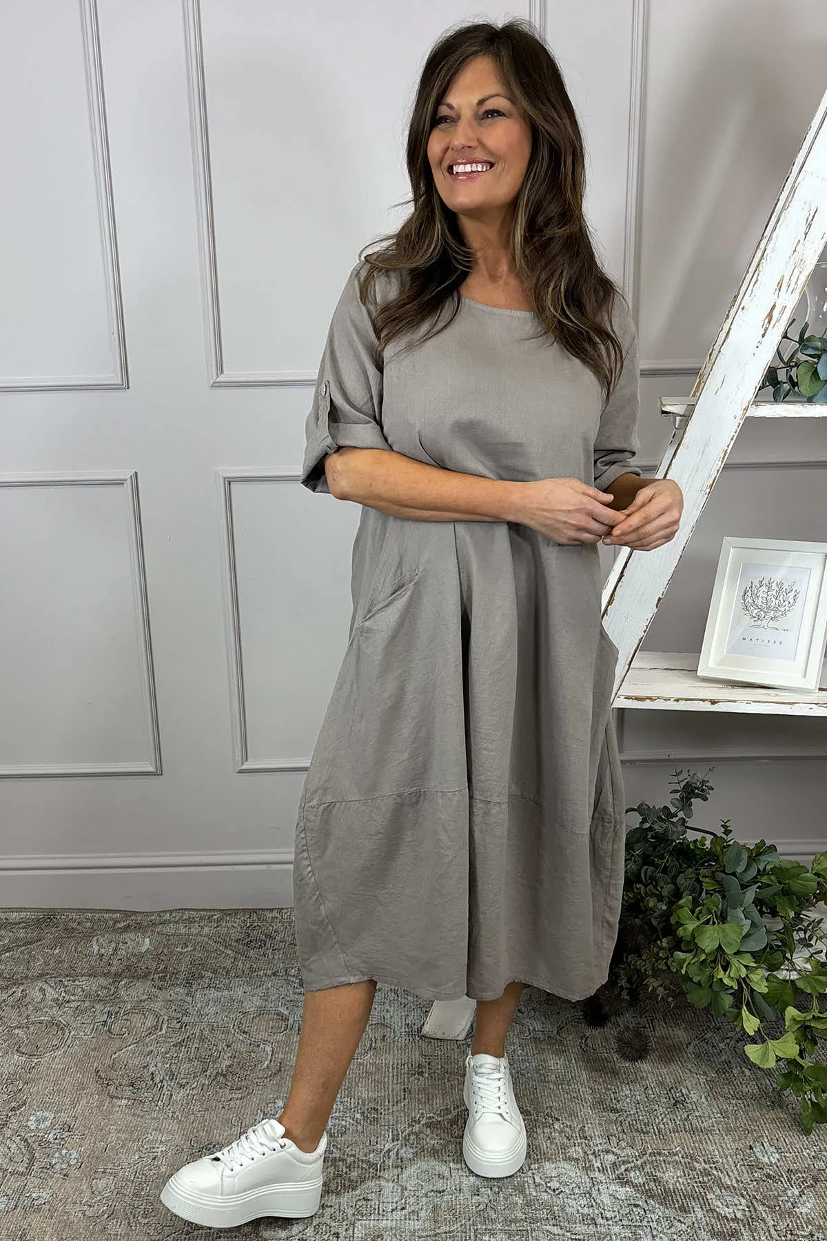 Penelope Pocket Linen Dress Mocha 4 Penelope Pocket Linen Dress Mocha - Image 2