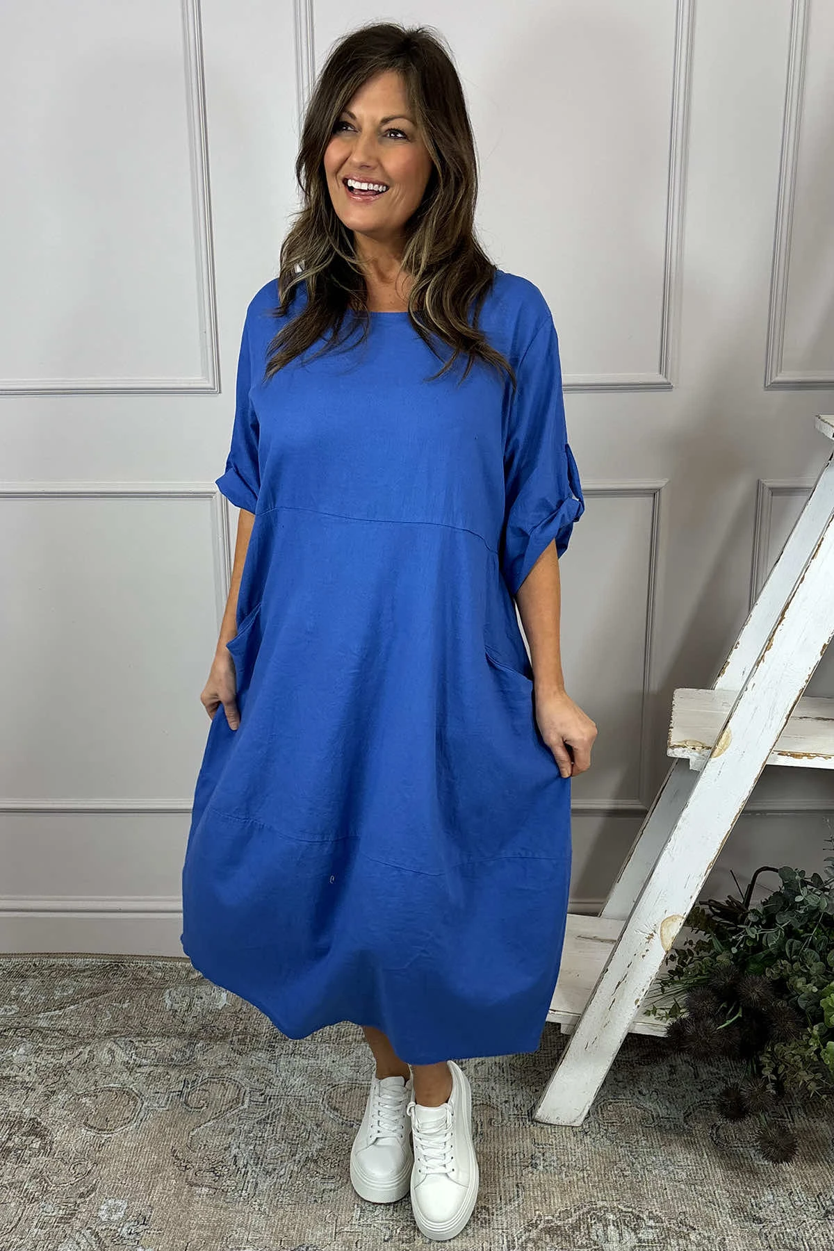 Penelope Pocket Linen Dress Cobalt 4 Penelope Pocket Linen Dress Cobalt - Image 2