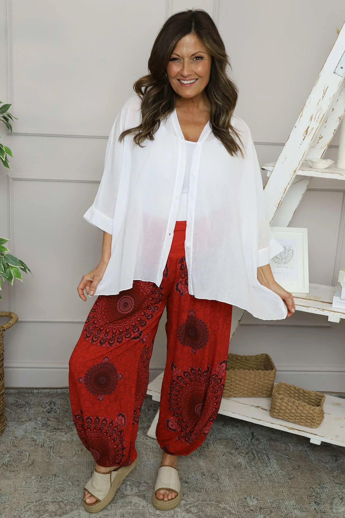 Clovia Print Harem Pants Red 4 Clovia Print Harem Pants Red - Image 2