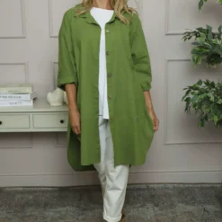 Mariabella Longline Linen Shirt Olive 8 Mariabella Longline Linen Shirt Olive -Kitandkaboodal Store IMG 5162 c060ceb6 4c75 40ee 8fe1 42143583e1b3