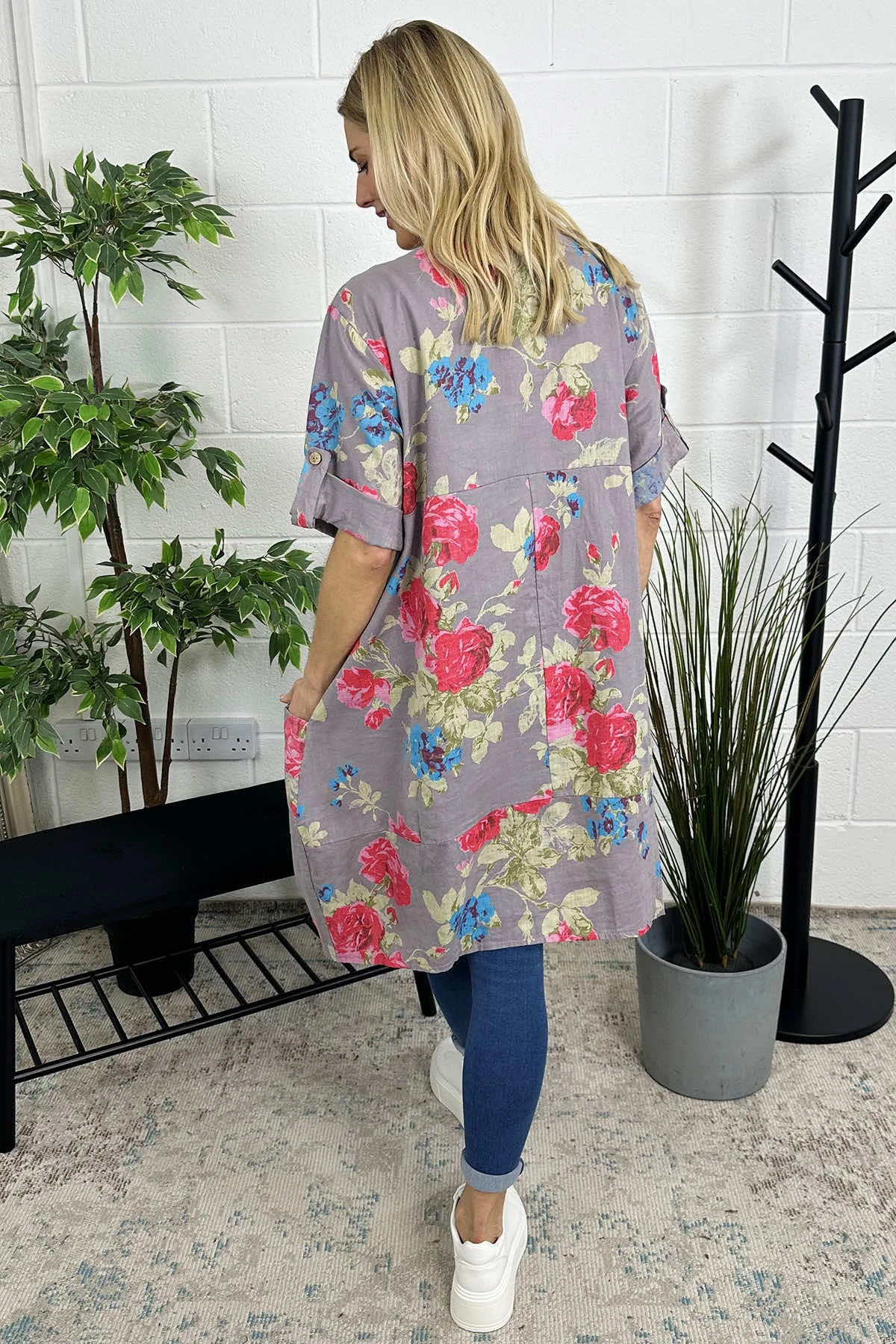 Jolee Floral Print Linen Dress Mauve 6 Jolee Floral Print Linen Dress Mauve - Image 4